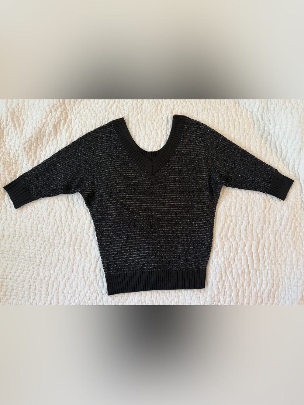 Express Black Metallic V-Neck Sweater